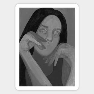 Black and white girl portrait Sticker